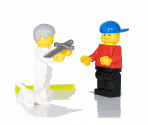 3C Lego® Figures Sage hands weapon to hero
